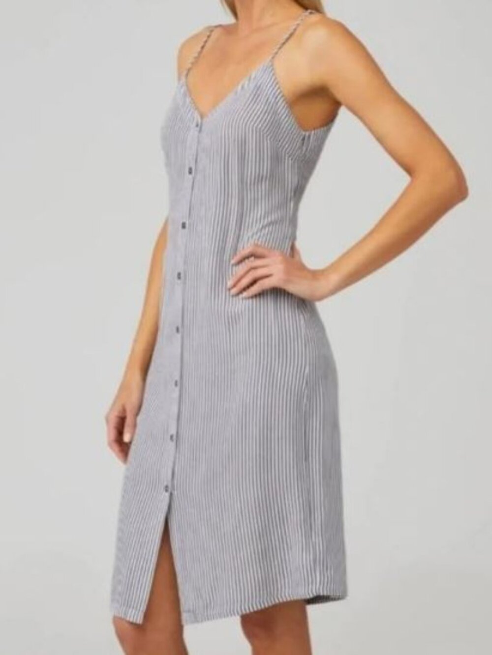 7 For All Mankind Gray & White Striped Slip Dress size M